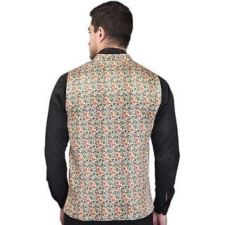 PrintCulture Men Printed Multicolor Cotton Blend Nehru Jacket