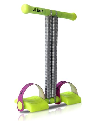 "JONEX Dual Spring Sit Up Pull Rope - Elastic Tension Fitness Foot Pedal Sit Up Equipment for Abdominal and Leg Exerciser, Tummy Trimmer, Sport Fitness (Made in India), Green"