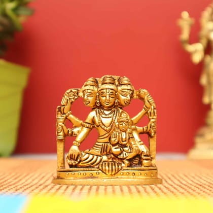The Holy Saint Dattatreya In Brass - 2.5 inch Height The Holy Saint Dattatreya In Brass - 2.5 inch Height