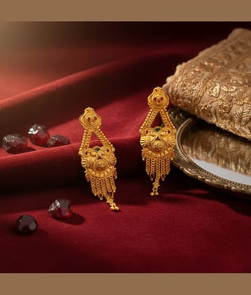 LUV FASHION Gold Danglers Earrings ( Pack of 1 )
