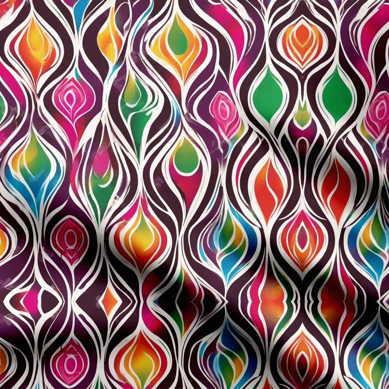 Color Ogee Print Fabric-Cotton
