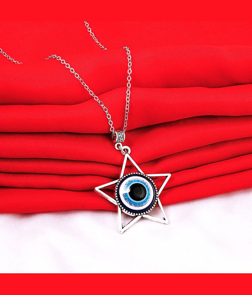 Thrillz Stainless Steel Star Evil Eye Silver Locket Pendant