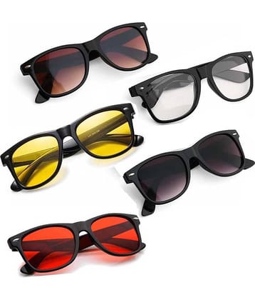 Elligator Black Rectangular Sunglasses ( Pack of 5 )