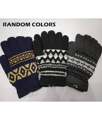 Infispace Black Woollen Men's Woollen Gloves ( Pack of 1 )