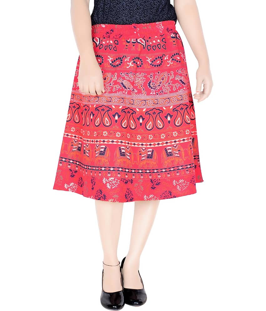 Sttoffa Cotton A-Line Skirt - Red