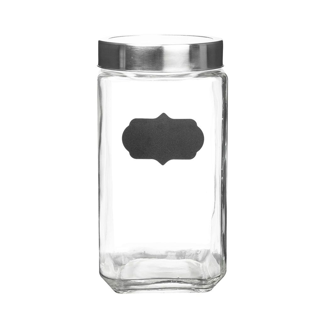 Femora Glass Cuboid Kitchen Storage Jar, 1000ML, Set of 4, Free Replacement of Lids