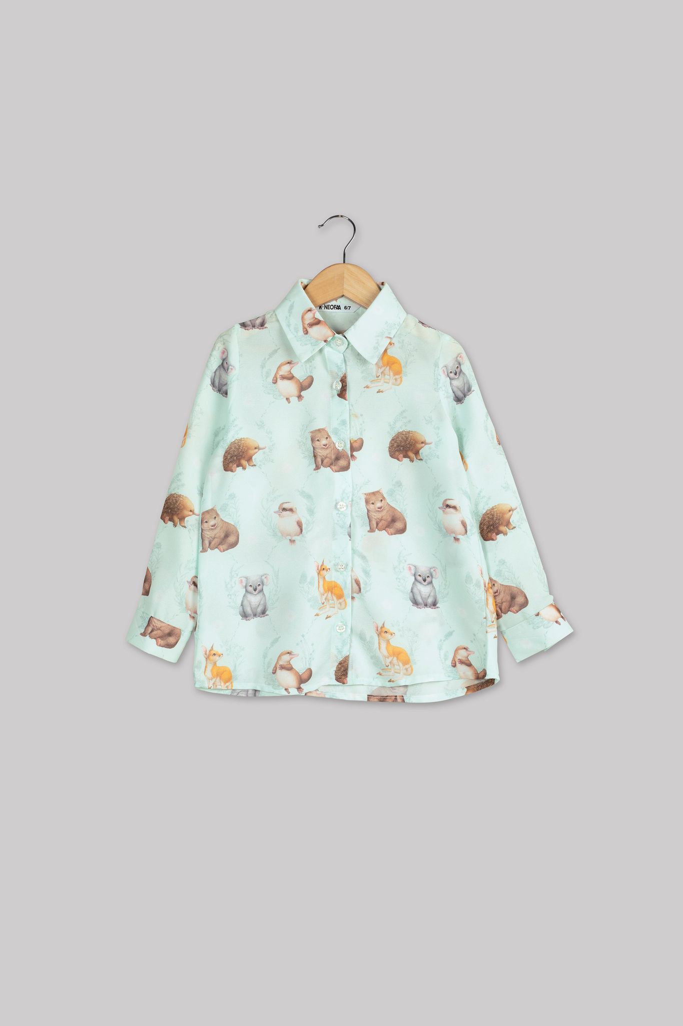 Animal Kingdom Shirt For Girls-1 Year / Tea Green