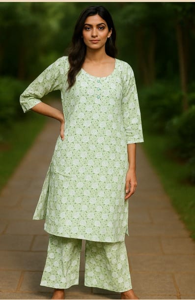 Forest Green Ethnic PalazzoKurti Set for Women