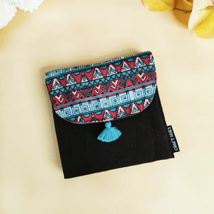 5 COMPARTMENT MINI WALLET-MAROON TEAL AZTEC