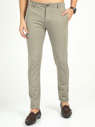 Men's Solid 4-Way Stretch Trousers | Cactus-Light Olive / 30