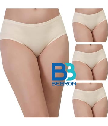 Bebron Pack of 4 Cotton Lycra Hipster For Women ( Beige )