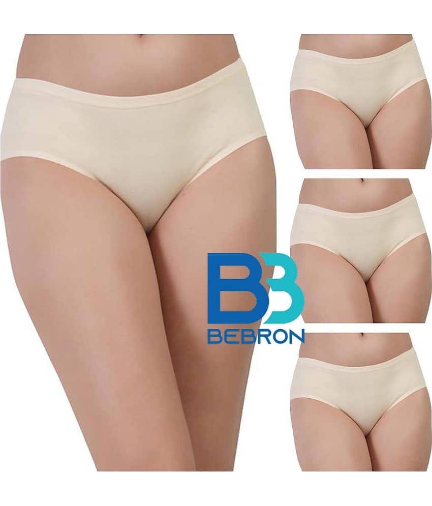 Bebron Pack of 4 Cotton Lycra Hipster For Women ( Beige )