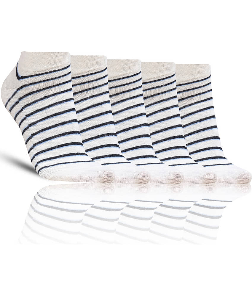 Dollar - Cotton Men's Striped Light Grey Low Ankle Socks ( Pack of 5 )