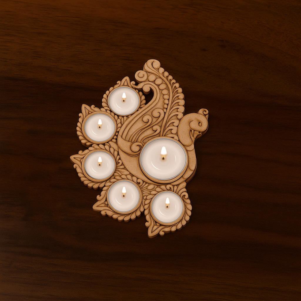 Dbeautify's MDF Peacock Tea Light Holder