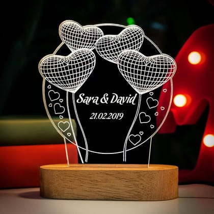 Personalized Warm white 3D Illusion LED Lamp for Anniversary