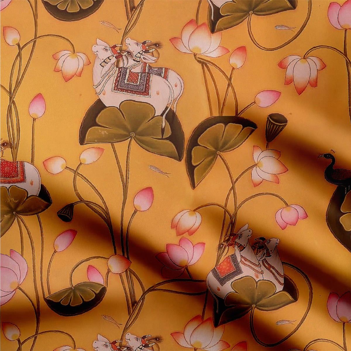 Beloved of vishnu Natural Crepe Fabric