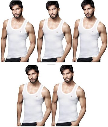 Rupa Frontline White Sleeveless Vests Pack of 5