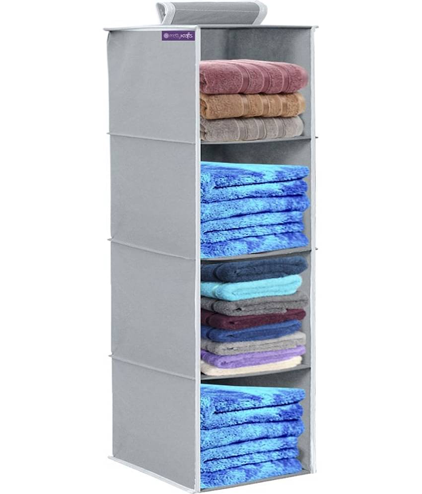 PrettyKrafts 4 Tiers Clothes Hanging Organizer, Wardrobe for Regular Garments, Shoes Storage Cupboard, Hanger Bag