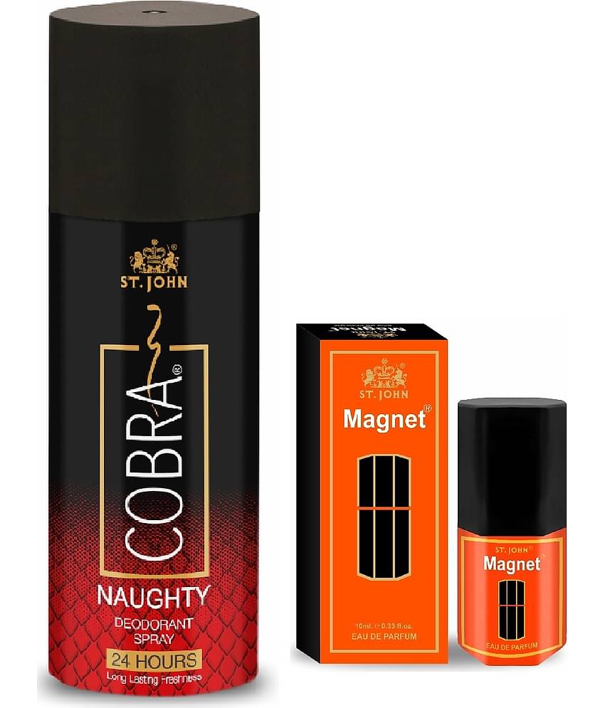 ST.JOHN Cobra Naughty 150ml & Magnet 10ml Deodorant Spray & Perfume for Men (160ml)- Pack of 2