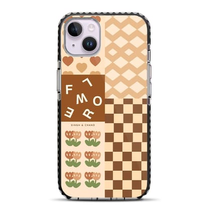 Brown Mixed Print iPhone 14 Plus Stride Phone Case-Stride