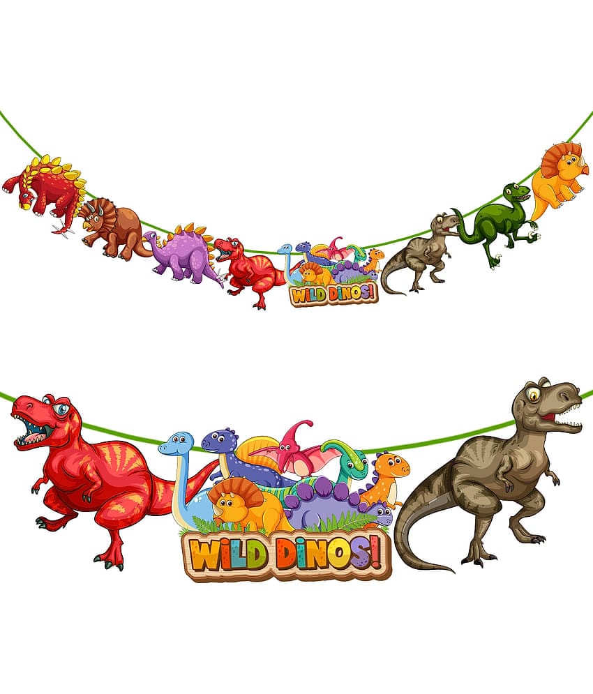 Zyozi  Dinosaur Birthday Banner, Dinosaur Party Supplies Decorations, Dinosaur Bunting Flag Garland for Kids Birthday Favors Supplies