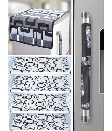 Crosmo Polyester Abstract Fridge Mat & Cover ( 64 18 ) Pack of 6 - Gray