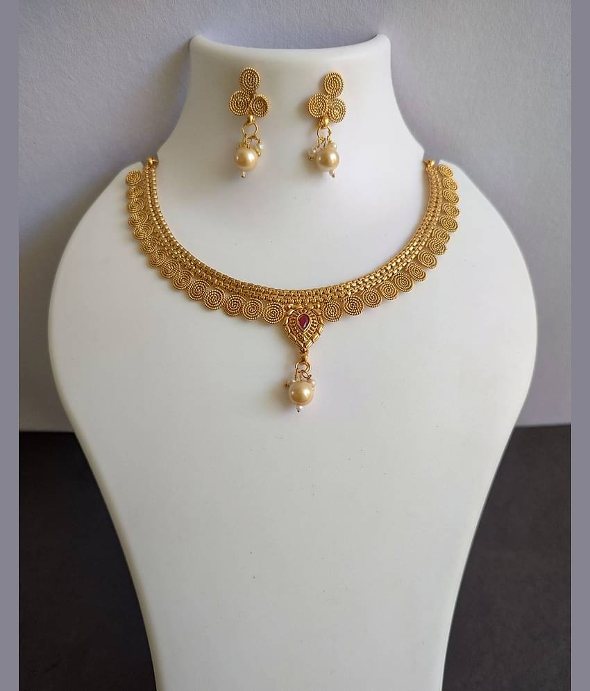 Pamadhya Gold Copper Necklace Set ( Pack of 1 )