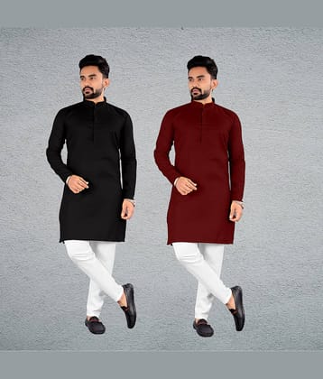 FRELURO Muticolor Cotton Blend Men's Regular Kurta ( Pack of 2 )
