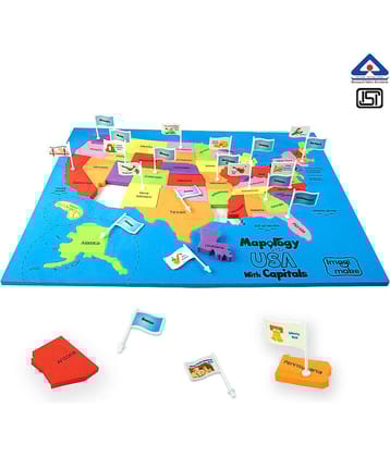 Imagimake: Mapology USA with Capitals - Learn USA States Along with Their Capitals and Fun Facts - Educational Toy for Kids Above 5 Years