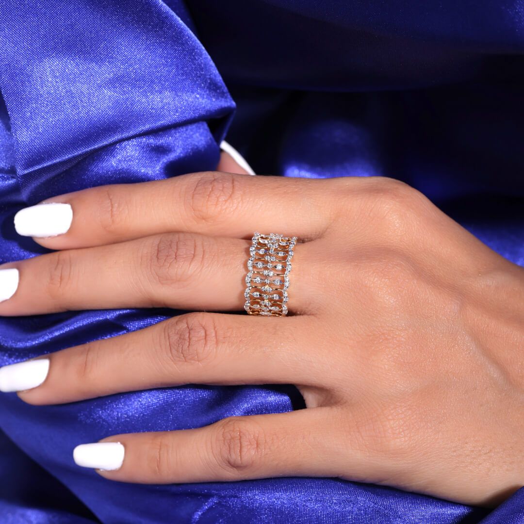 Adae Silver Moissanite Ring for Women | 22kt Gold Vermeil Plating-12 / Yellow Gold