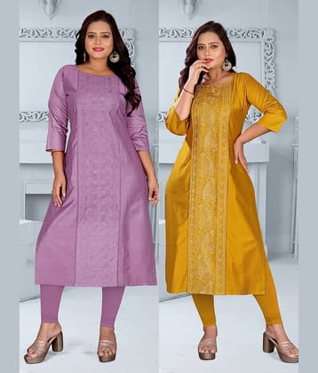 Hetsa Women Chanderi Embroidered A-line Kurti ( Multicolor )