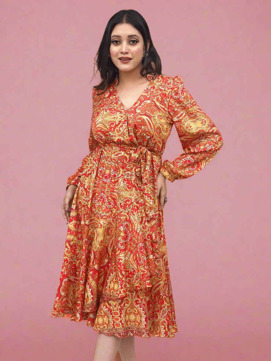 Orange Asymmetrical Dress-S
