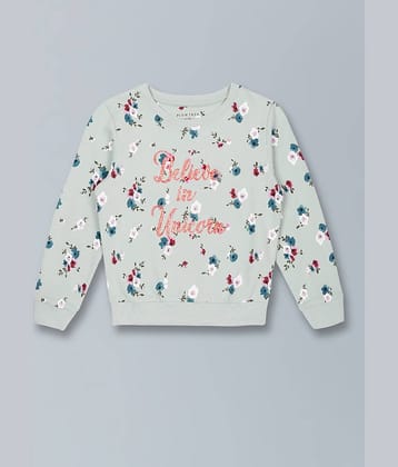 PLUM TREE Girls Cotton Blend Sweatshirt ( Green )