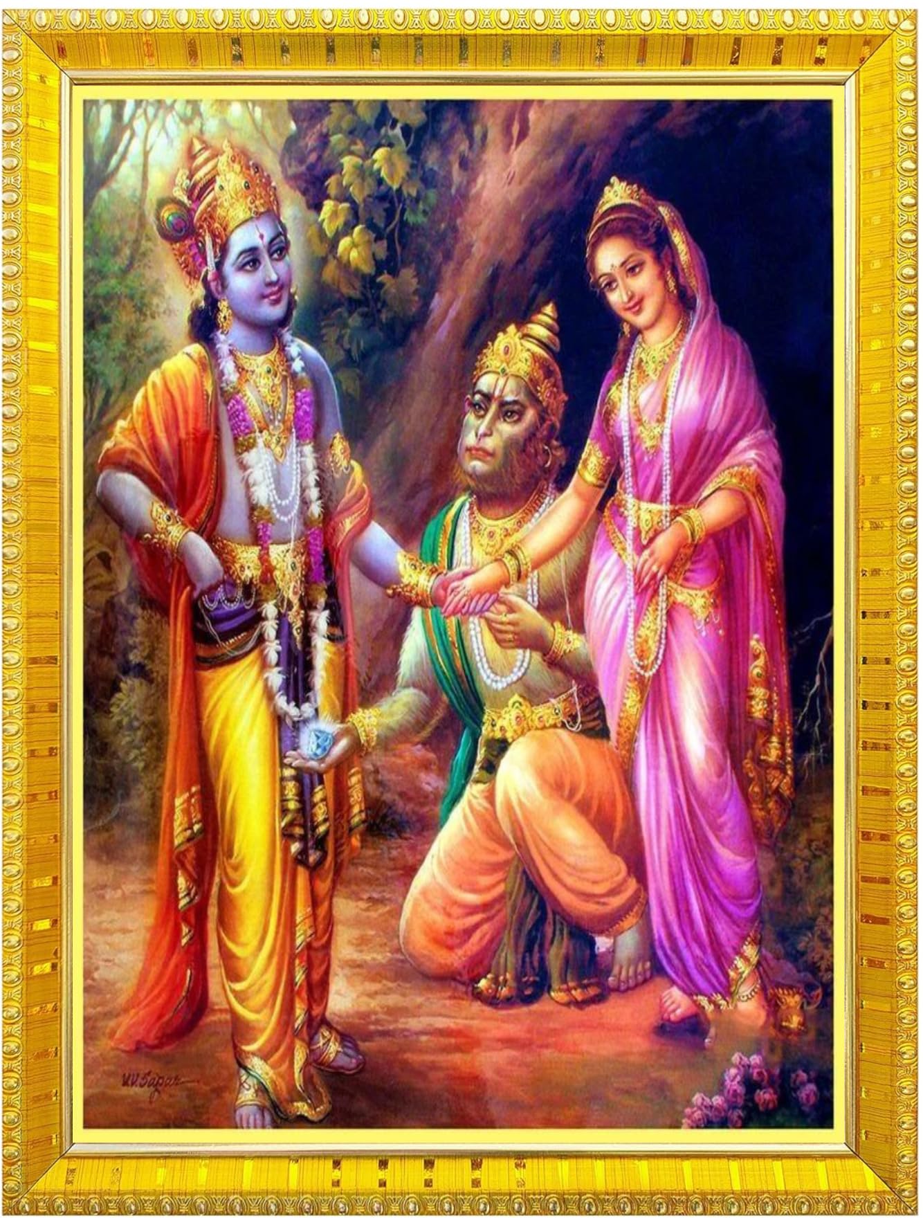 NOKKES Hanuman Bajrangbali Hanumanji Maruti Golden 5X7 Inch Photo Frame_AQW35