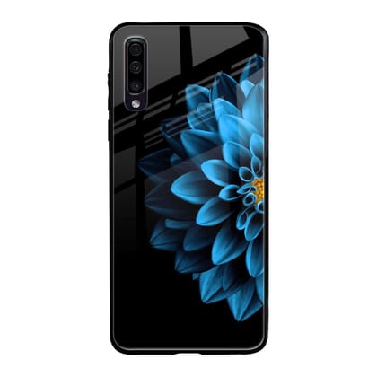 Half Blue Flower Glass Case for Samsung Galaxy A70