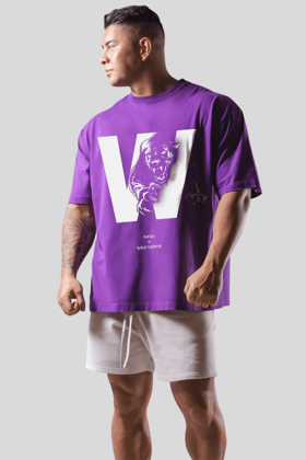 PANTHER W OVERSIZED T-SHIRT (PURPLE)-S