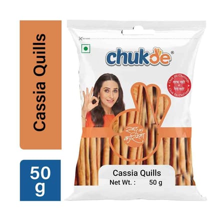 Chukde Dalchini Round (Cassia Quills) - 50 Gm for Sweet Dishes, Masala Chai, Curry Powders and Meat Dishes - High Oil Content for Sweetness