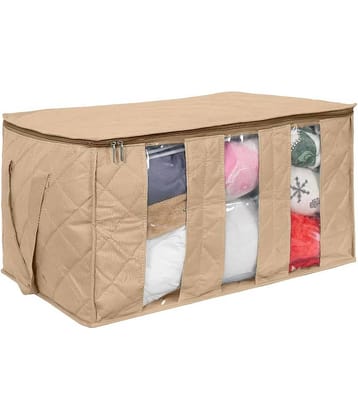 PrettyKrafts underbed storage box, clothing organizer with 3 partitions , Beige