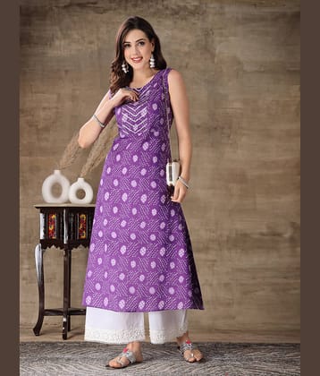 Stylum Cotton Printed Straight Women's Kurti - Purple ( Pack of 1 )