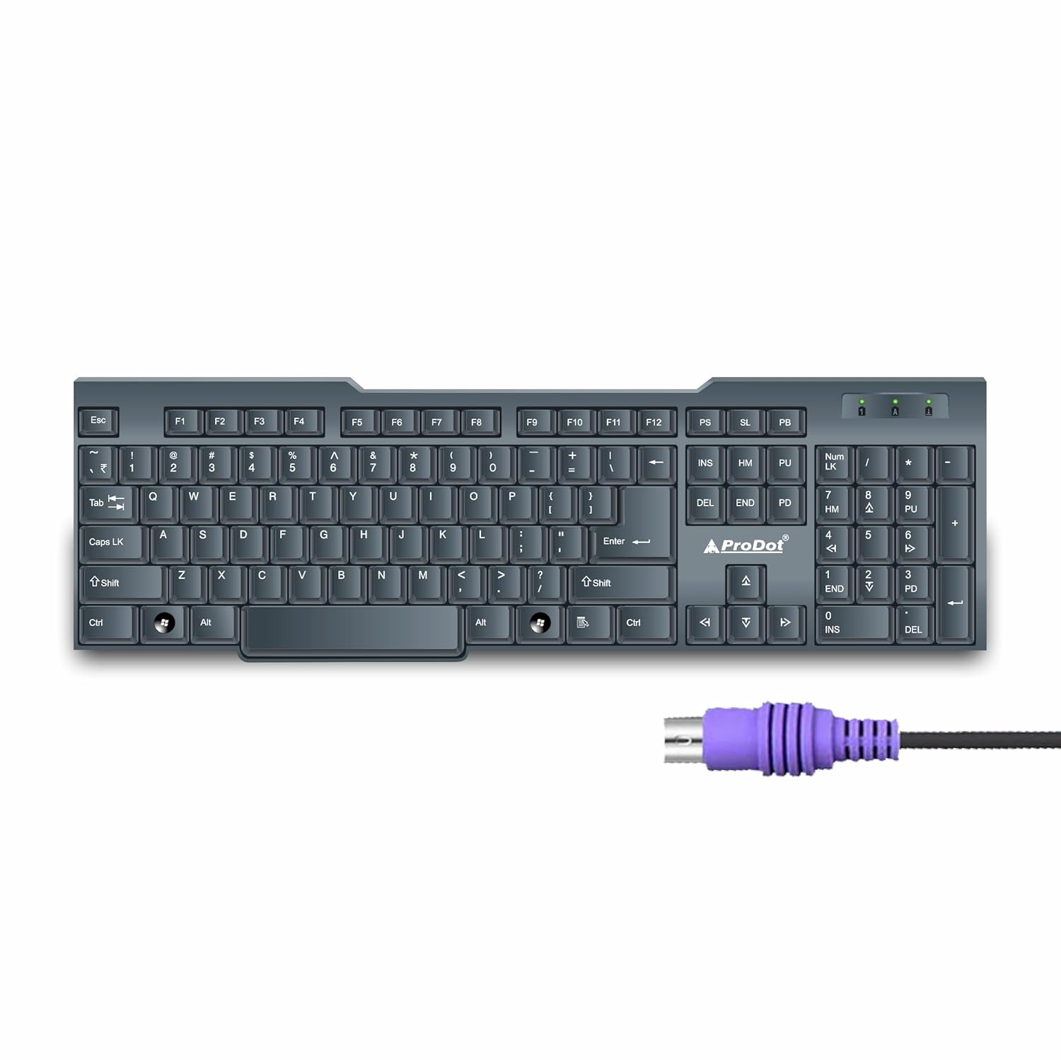 ProDot Choice PS2 Wired Keyboard With Plug & Play Technology, 104 Keys