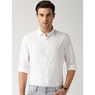Baleshwar Men White Solid Regular Fit Formal Shirt