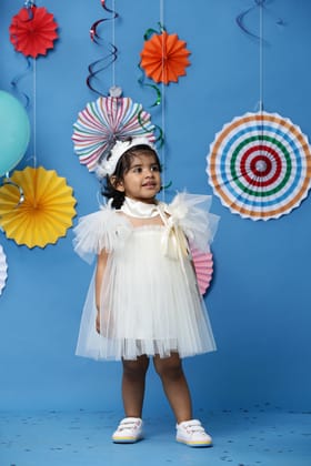 Off White Feather Dress-6-12 months