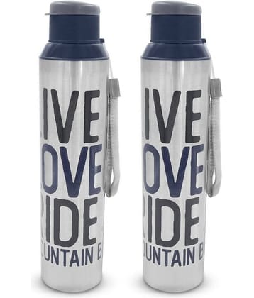 Dhara Stainless Steel Breeze 900 Blue Stainless Steel Sipper Water Bottle 850 mL ( Set of 2 )