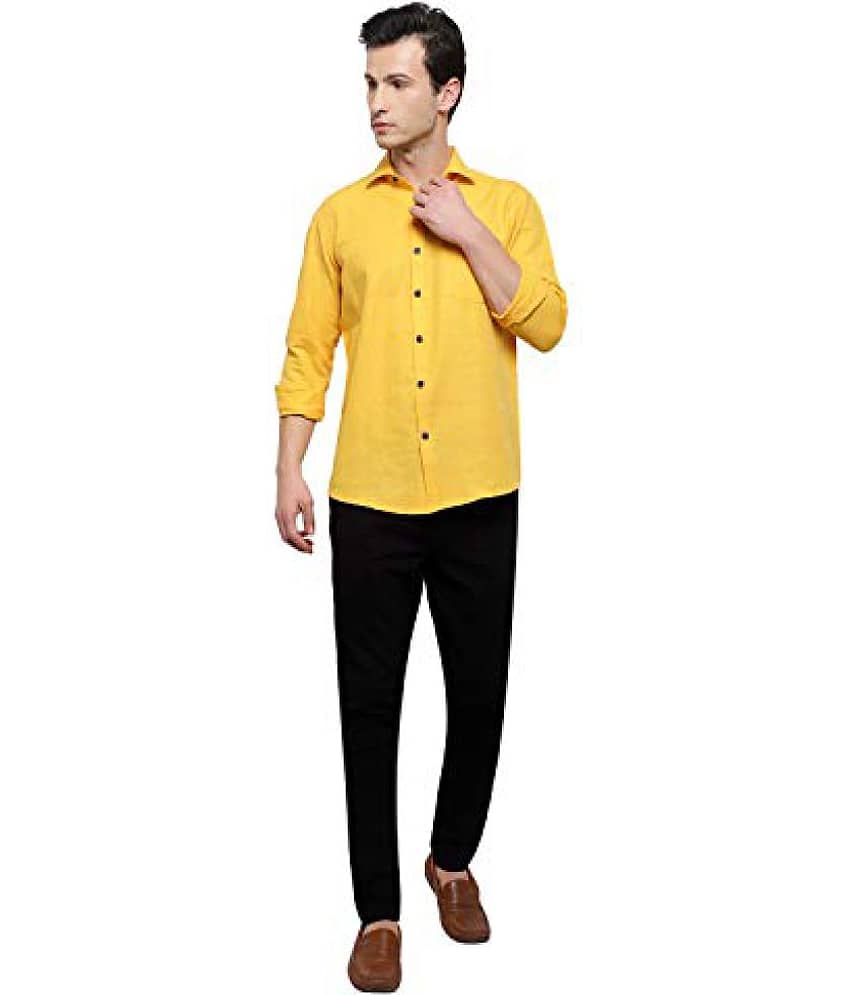 Latest Chikan - Cotton Blend Regular Fit Orange Men's Casual Shirt ( Pack of 1 )