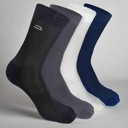 Bamboo Men Crew Socks (Solids) - 4 Pairs-Black | Grey | Off White | Navy Blue