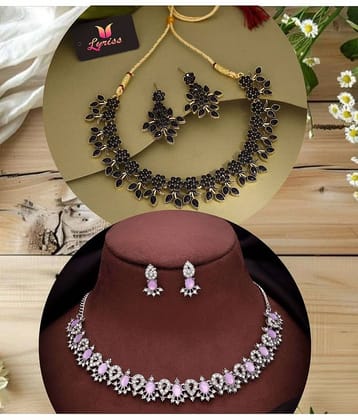 Lyriss Multicolor Brass Necklace Set ( Pack of 2 )