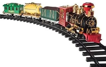 Choo Choo Classical Battery Operated Train Set Train Toy Set With Locomotive Engine Light ,Cargo Car&Tracks,Battery Powered,3 4 5 6 7 8 9 10 Years Old (Choo-Choo Train,Multi Color)