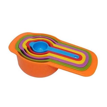 6Pcs Rainbow Colorful Measuring Cups and Spoons Set Includes:1/2Tbls, 1Tbls,1/4 Cup,1/3 Cup,1/2 Cup,1cup Capacity:250ml 125ml 85ml 60ml 15ml 7.5m Baking Measuring Cups Spoons (Random Color)