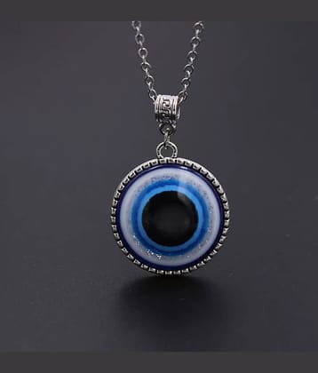 Thrillz Stainless Steel Circular Evil Eye Silver Locket Pendant