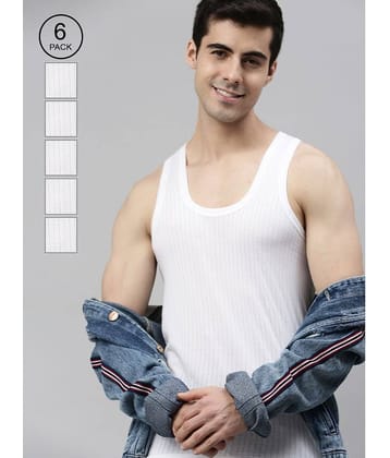Pack of 6 Lux Cozi - White Cotton Men's Vest